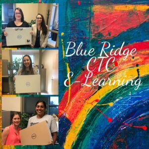 Graphic showing a rainbow paint palette and students from Blue Ridge CTC