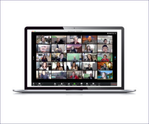 Photo of a Zoom meeting on a laptop