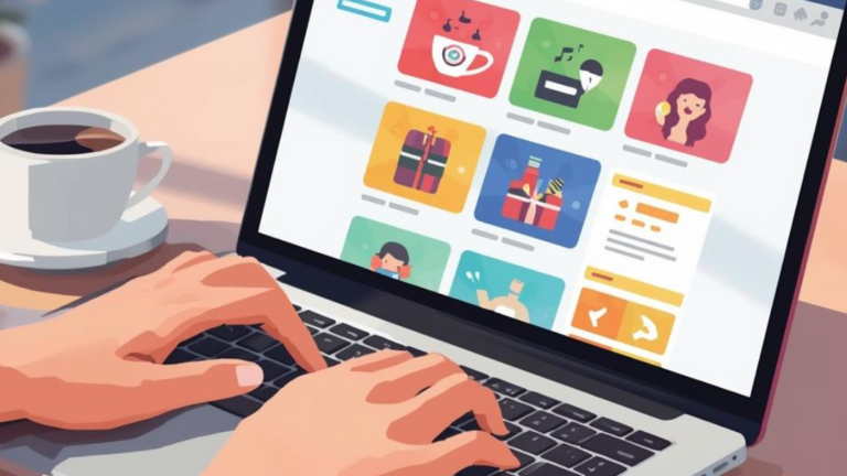 Illustration of someone using a laptop's keyboard to navigate a website