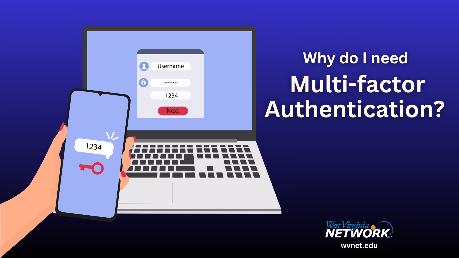 A laptop and smartphone illustrating multi-factor authentication with "Why do I need Multi-factor Authentication?" text.